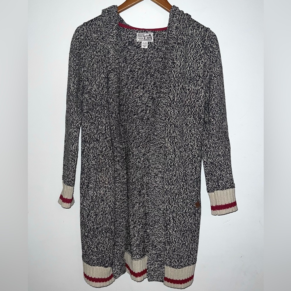 Roots Cabin Girls Youth Open Front Hooded Chunky Knit Sweater Cardigan Duster XL